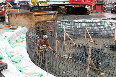 Rebar installation for the ring wall