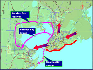 Undersea link in Qingdao city's highway system