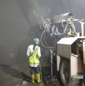 NATM drill jumbo, loader, shotcrete robot