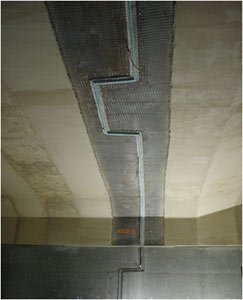 Detail of an expansion joint in the profile of the immersed tube highway tunnel