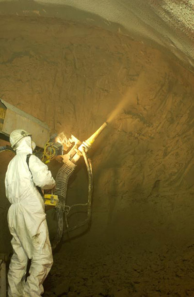 Steel-fiber and polyfiber shotcrete lining